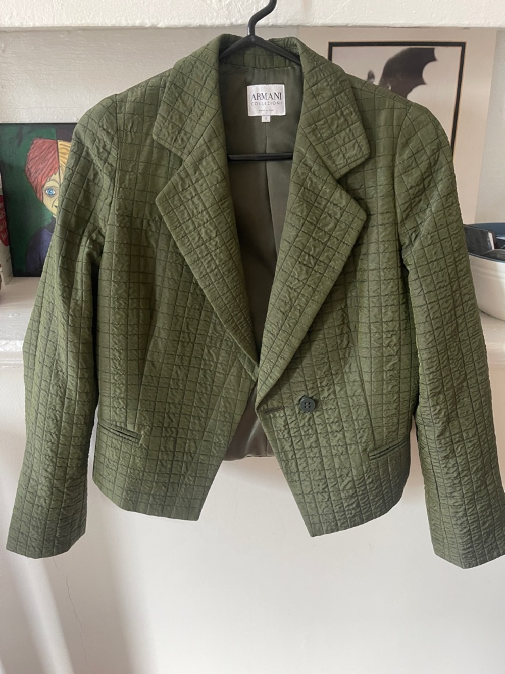 Armani Collezioni Olive Quilted VINTAGE Women's Blazer